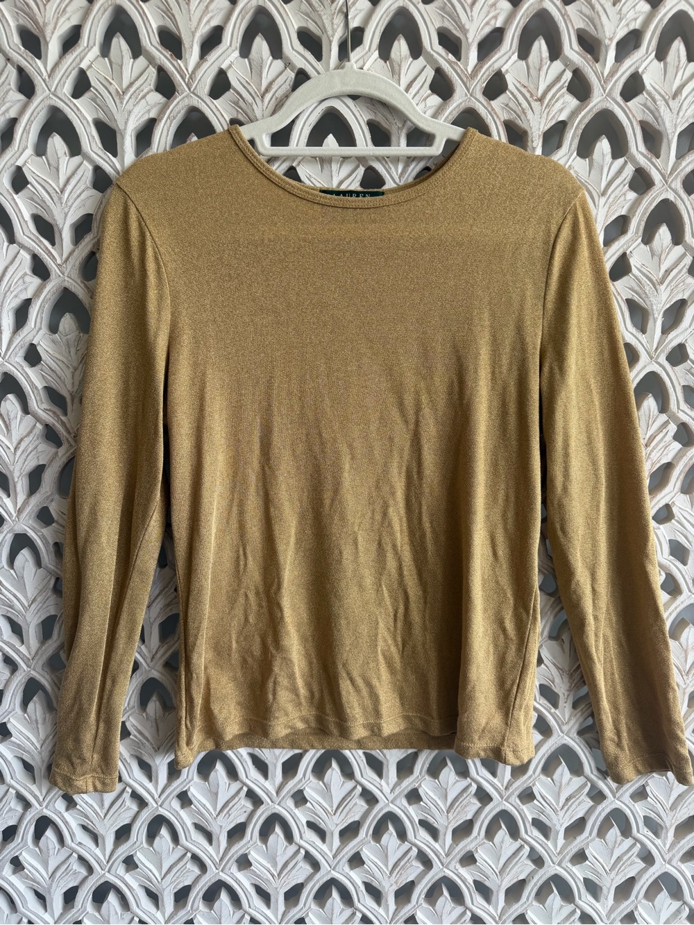 Lauren Ralph Lauren Women’s L Metallic Gold Long Sleeve Top